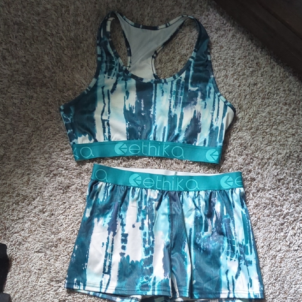 Ethika Blue and White Sports Bra Intimates